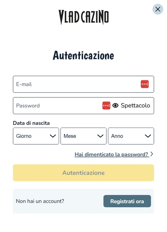 Schermata di login Vlad